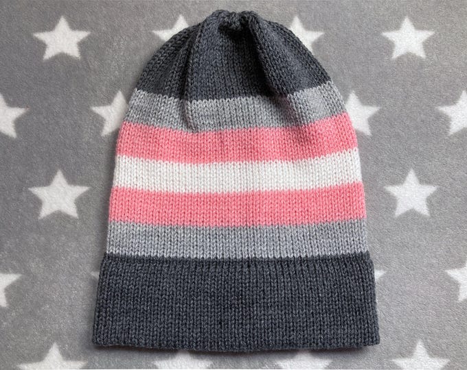 Knit Demigirl Pride Hat | Slouchy Beanie | Lightweight Acrylic