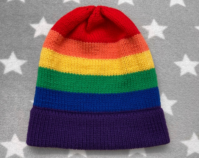 Knit Pride Hat - LGBT Rainbow - Slouchy Beanie - Acrylic