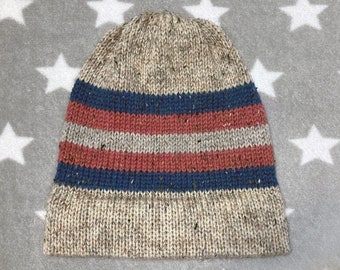 Tweed Wool Knit Pride Hat | Trans Pride | Cream