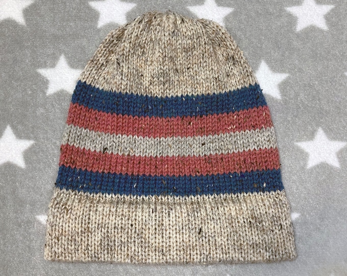 Tweed Wool Knit Pride Hat | Trans Pride | Cream