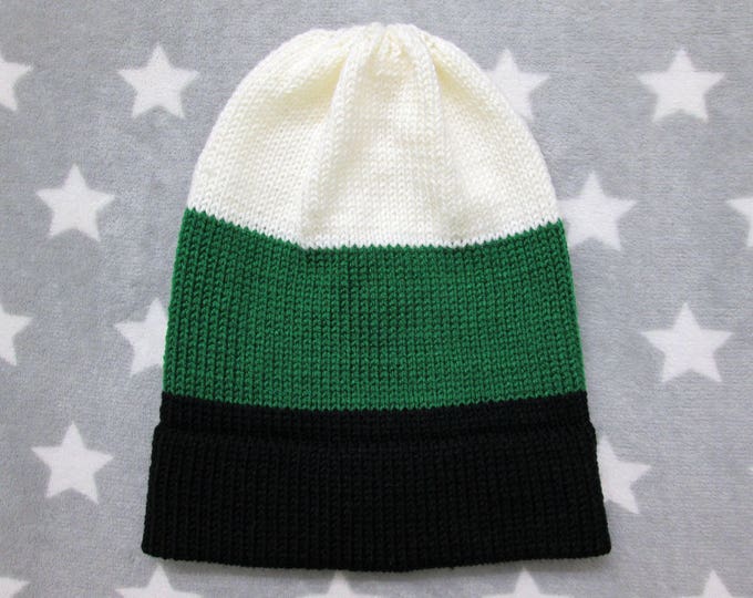 Knit Neutrois Pride Hat | Slouchy Beanie | Acrylic | CLEARANCE (Old Style Yarn)