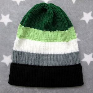 Knit Aromantic Pride Hat | Slouchy Beanie | Lightweight Acrylic