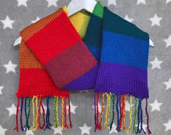 Rainbow Striped Gradient Pride Scarf - LGBT - Acrylic