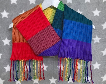 Rainbow Striped Gradient Pride Scarf | LGBT | Soft Acrylic