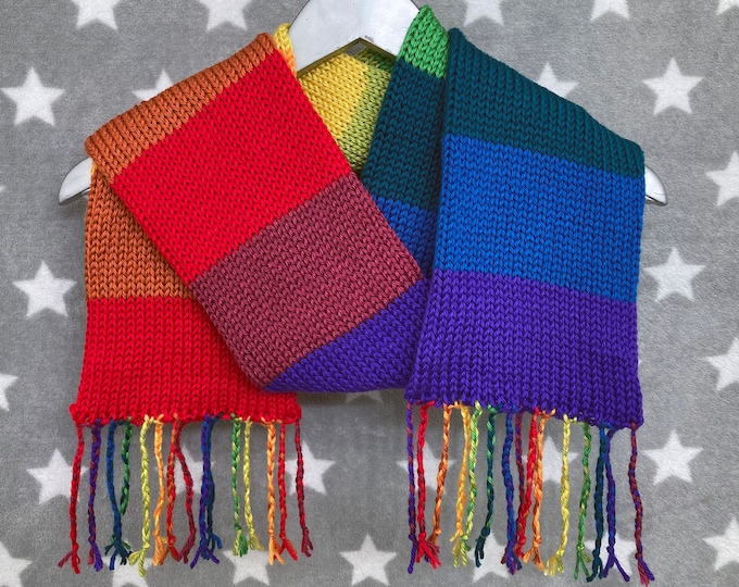 Rainbow Striped Gradient Pride Scarf | LGBT | Soft Acrylic