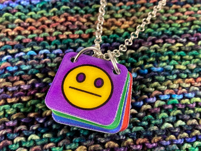 Emoticon Necklace Mood Smiley Communication Necklace Silver Rolo Chain image 4