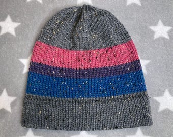 Tweed Wool Knit Pride Hat | Bi Pride | Gray