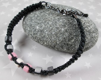 Demigirl Pride Hemp Bracelet | Black - Ceramic Beads | 7 to 8 Inches Adjustable