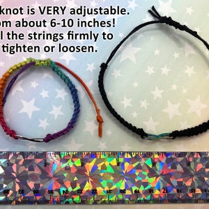 Rainbow Infinity Hemp Pride Bracelet Neurodiversity LGBT Autistic Pride 1 Bracelet 3 Color Options Chain or Slide Knot Closure image 9