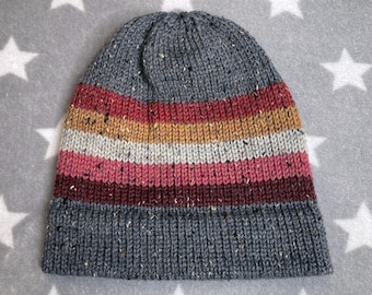 Tweed Wool Knit Pride Hat | Lesbian Pride | Gray