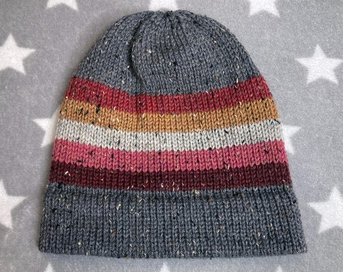 Tweed Wool Knit Pride Hat | Lesbian Pride | Gray