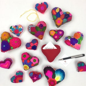 Mexican Embroidered Message Hearts (Set of 3)