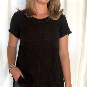 Eva Ebony Blouse. Mexican floral hand embroidered black blouse in a rayon linen blend. S-XXL