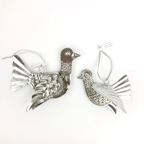 Mexican Embossed Tin Bird Ornaments (Set of 3)