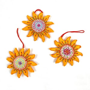 Embroidered Sun Ornaments (3pk)
