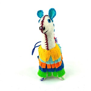 Embroidered Llama Ornament -set of 3. Handmade and embroidered in Mexico. soft felt. Festive.