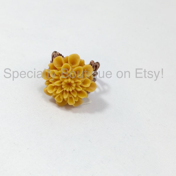 Resin Ring Cabochon Ring Daliah Resin Ring Adjustable Filagree Ring Statement Ring Floral Ring Adjustable Band Flower Ring Gift for Her R18