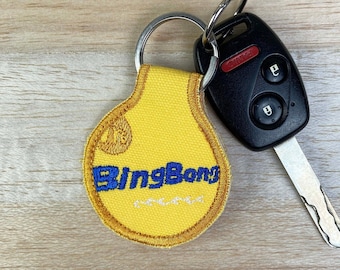 Bing Bong Scrap Fabric Patch Keychain. Embroidered Subway Keychain.