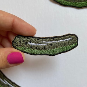 Pickle Iron-On Patch: Embroidered On Scrap Fabric