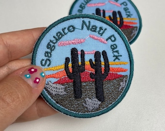 Saguaro National Park Iron-On Patch: Cactus Sunset Patch