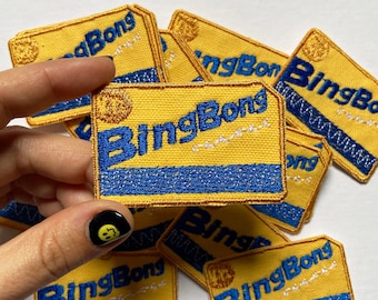 Bing Bong NYC Subway Card iron-on patch. Embroidered subway iron-on patch.