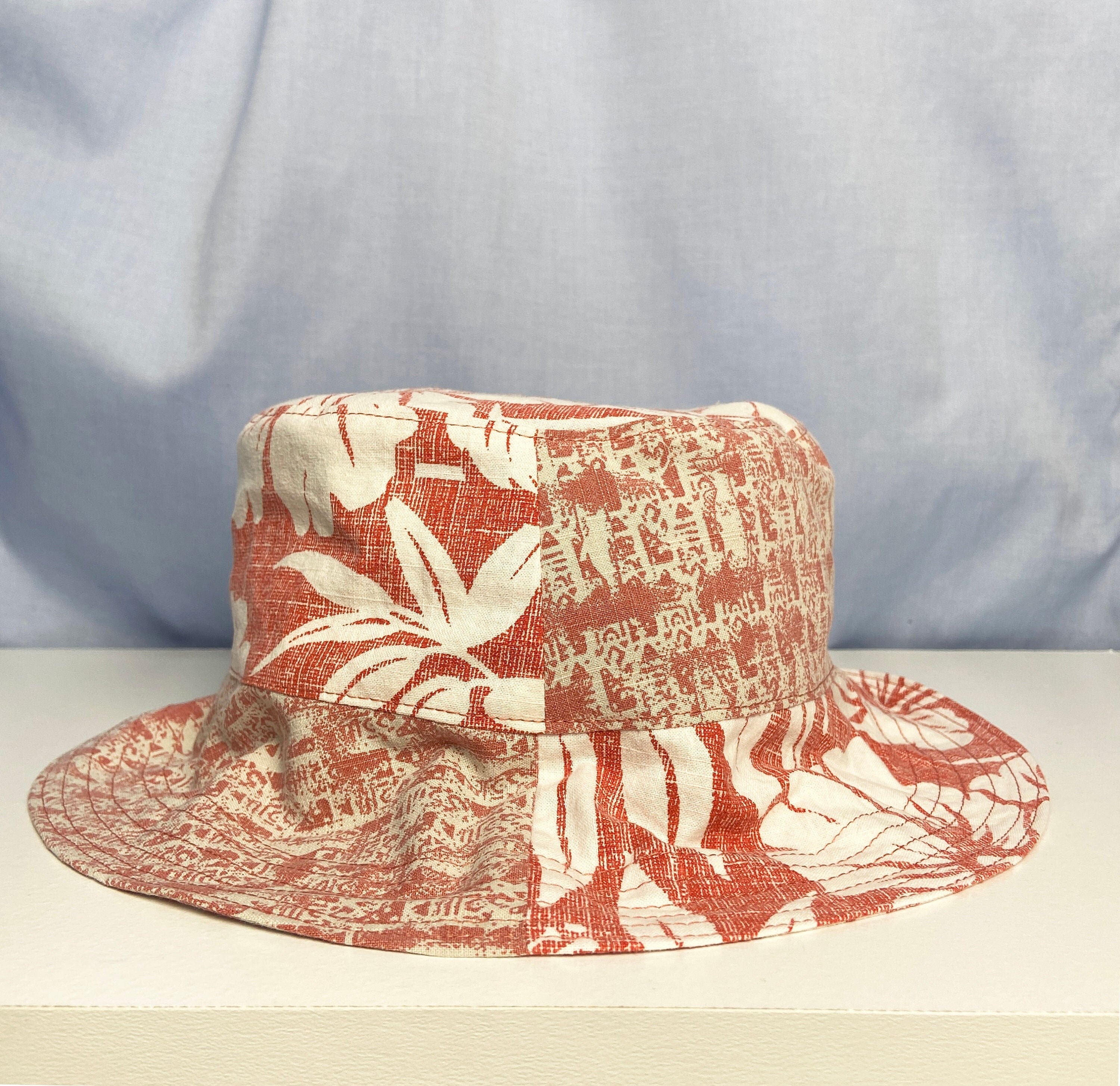 Unisex Hawaiian shirt bucket hat. Upcycled orange summer Etsy
