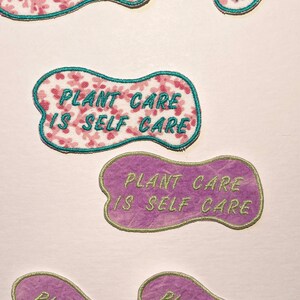 Plant care is self care embroidered iron-on patch