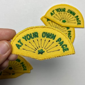 At your own pace scrap fabric iron-on patch