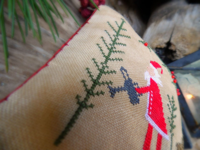 Santa's Garden Primitive Cross Stitch Pattern - Etsy