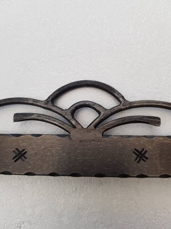 A Pair of Vintage Wrought Iron Tapestry Hangers for 34,5cm Wide Textile 