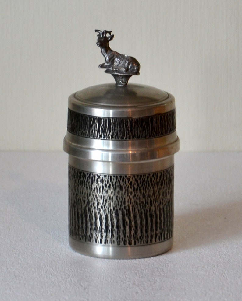 Norwegian Pewter Cigar Box With Lid Vintage Tin Trinket Box From Norway