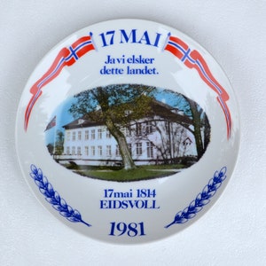 Norway National Day memorial decorative plate 17th May / 17 mai celebration