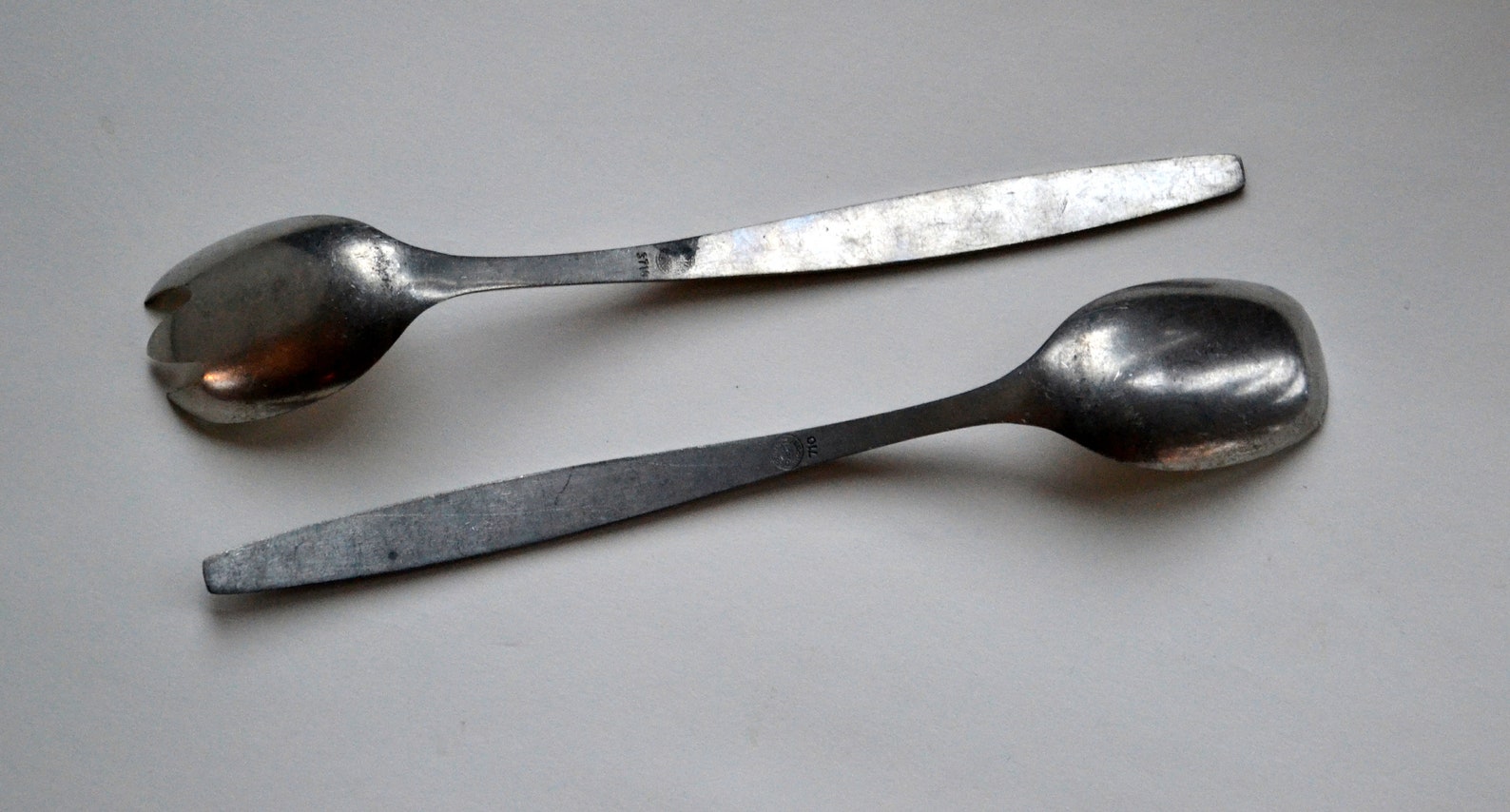 Vintage Pewter Serving Spoon and Fork From Norway Salad Spoon Etsy