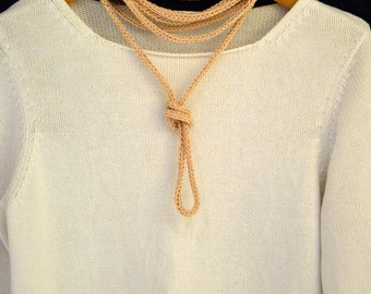 Knit i cord necklace Minimalistic Avant garde Boho Hippie style Spaghetti necklace