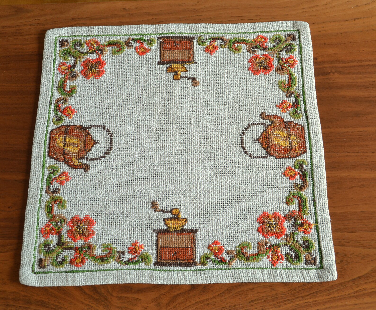 Vintage Cross Stitch Tablecloth From Norway Floral Rosemaling Etsy