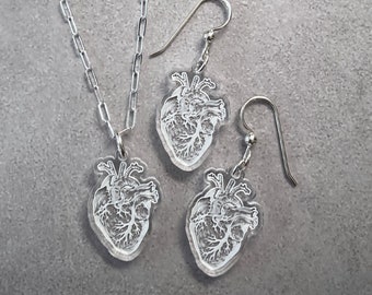 Anatomical Heart Jewelry Set - Great Gift for Doctors, Nurses, Medical Techs, Med Students