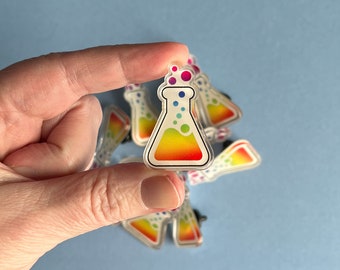 Rainbow Erlenmeyer Flask Pin -gift for science lovers, chemistry geeks, and lovers of rainbows