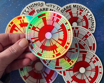 Dare Mighty Things Sticker, Mars Perseverance Rover Parachute stickers for science and space lovers