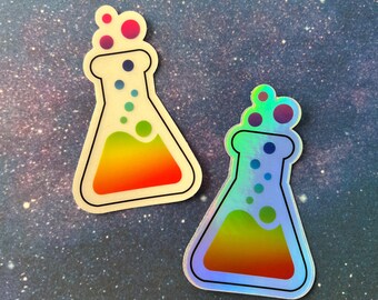 Rainbow Erlenmeyer Flask Vinyl Sticker- Inclusive Science Chemistry Lover Gift for Students, Teachers, and Lab Rats