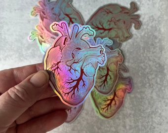 Anatomical Human Heart Holographic Sticker - Great Doctors, Nurses, Med Students, and Teachers