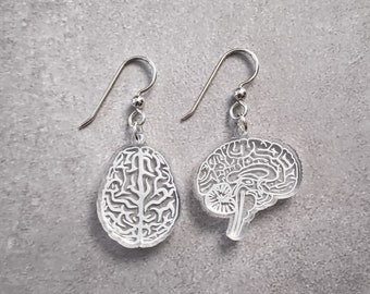 Human Brain Earrings - Anatomical Human Brain Jewelry great for Doctors, Nurses, Techs, Students of Neurology and Psychology