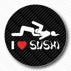 I Heart Love Sushi v02 Adult Humor Prank Gag Joke Funny Water Bottle Waterproof Vinyl Sticker