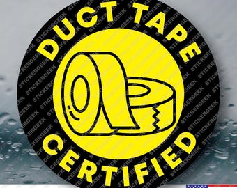 Duct Tape Certified Funny Blue Collar Construction Electrician Mechanic Vinyl Decal for Tools, Helmets, Water Bottles 2 Inch