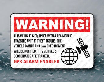 Warning GPS Tracking Sticker Anti Theft Vehicle Safety Security Alarm Enabled Door Window Sticker Ride Share Taxi Courier Car Pool 3x2