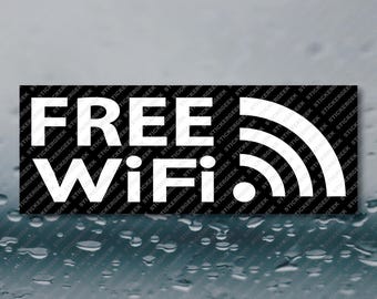 Free Wifi Retail Store Coffee Boba Shop Stand Cart Service Restaurant Business Kiosk Mart Market Cash Register 8x3 Waterproof Vinyl Sticker