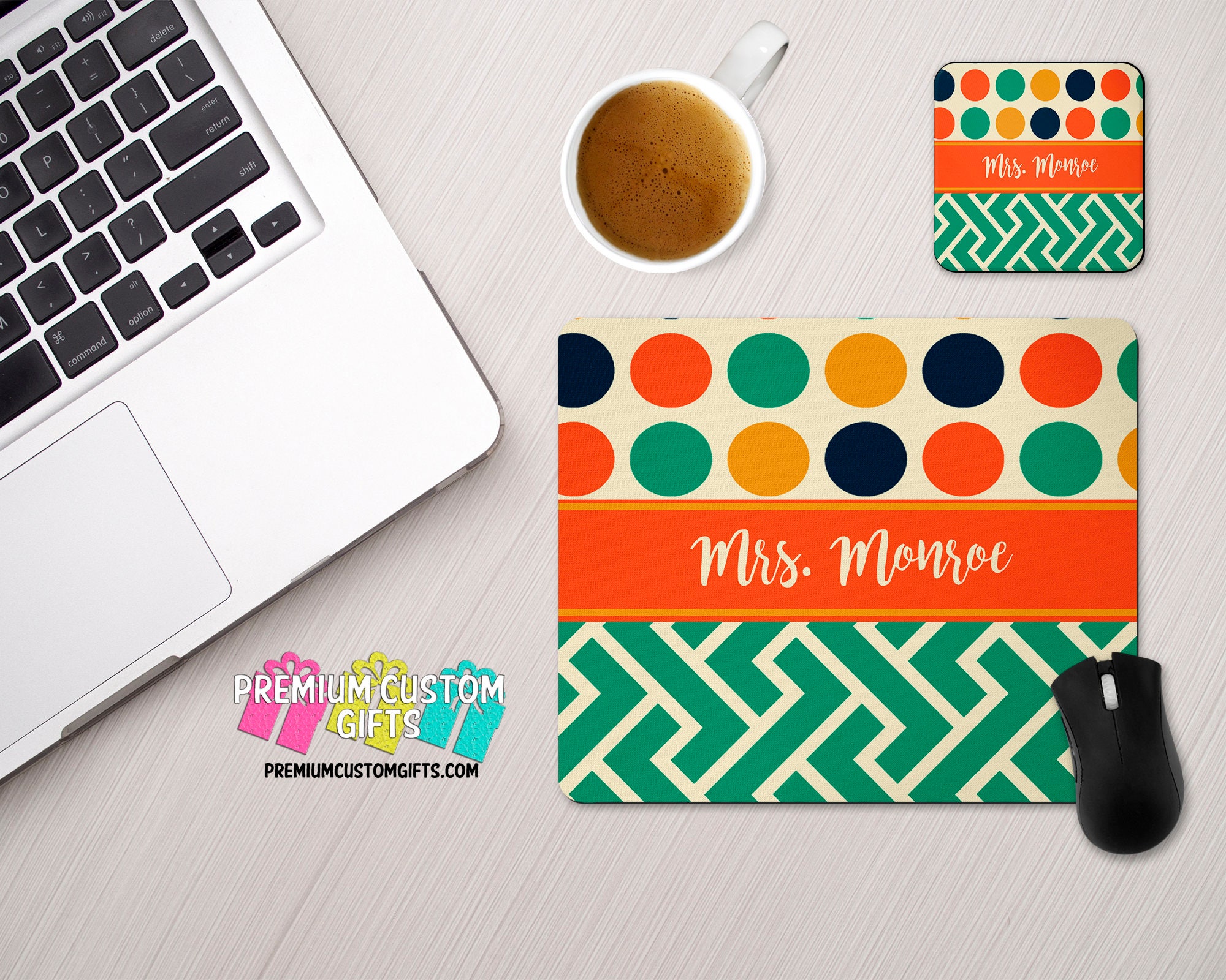 Personalized Mouse Pad And Coaster Set Custom Designed Desk