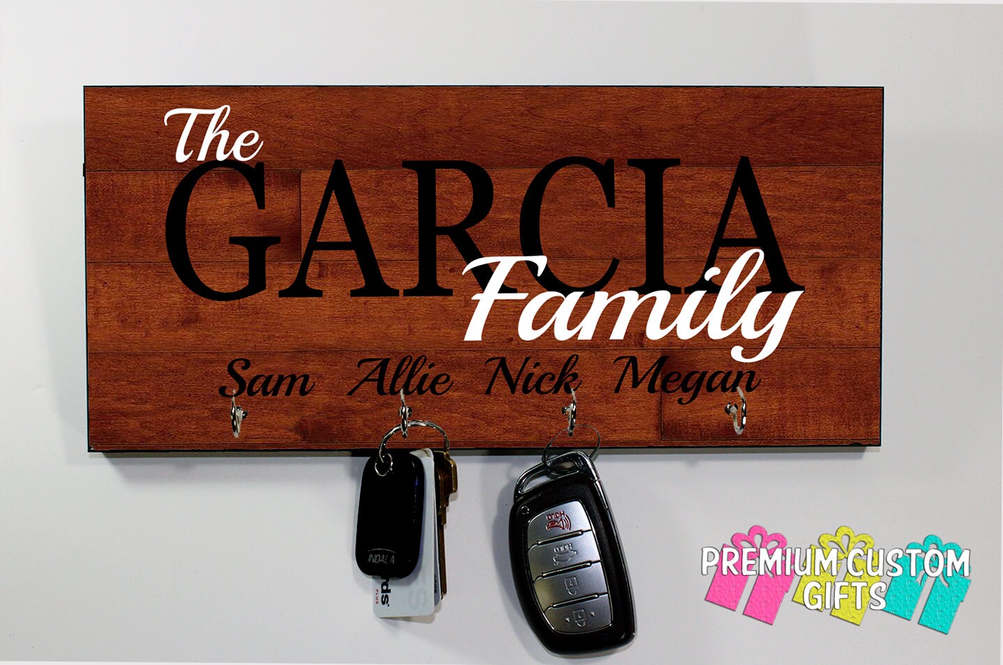 Wood Key Hanger Personalized With Your Choice Of Wooden Look Etsy