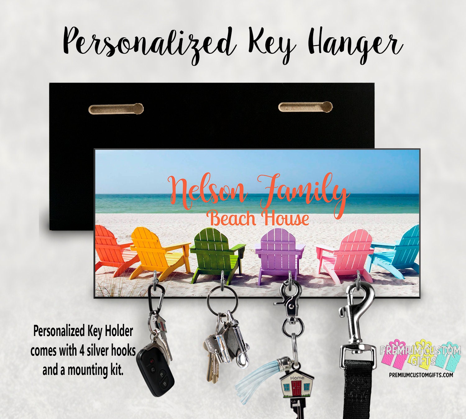 Original artwork or fashion accessories May be personalized jewelry Beach Day Handmade rack with hooks for keys 