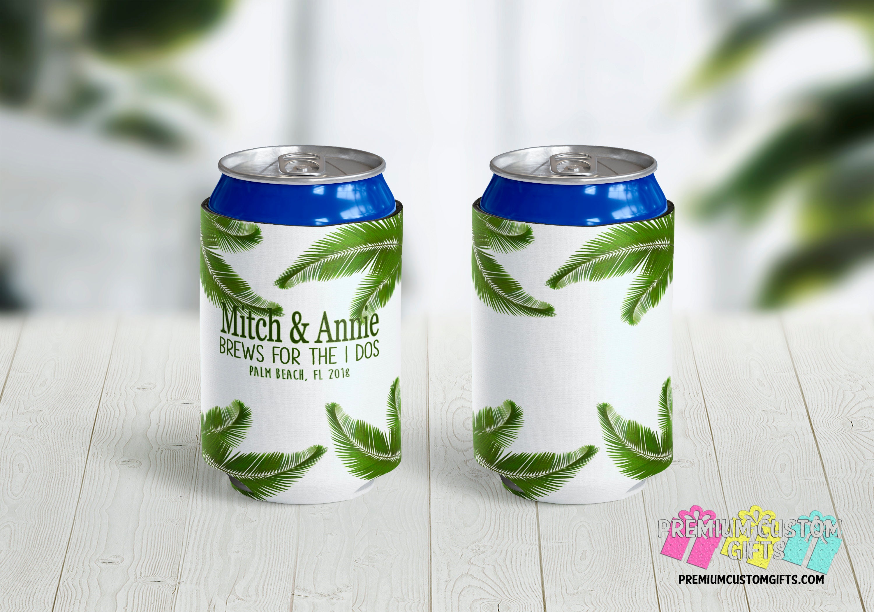 Brews For The I Dos Personalized Can Coolers Wedding Favors
