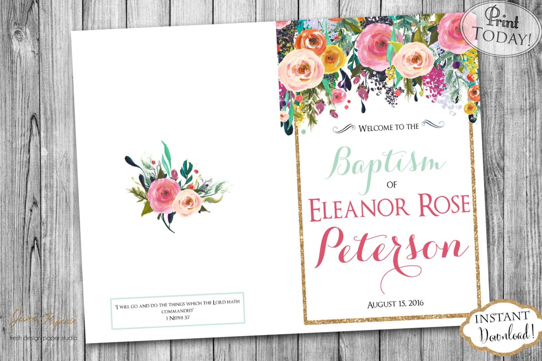 INSTANT DOWNLOAD LDS Baptism Program Fully Editable Printable Folded